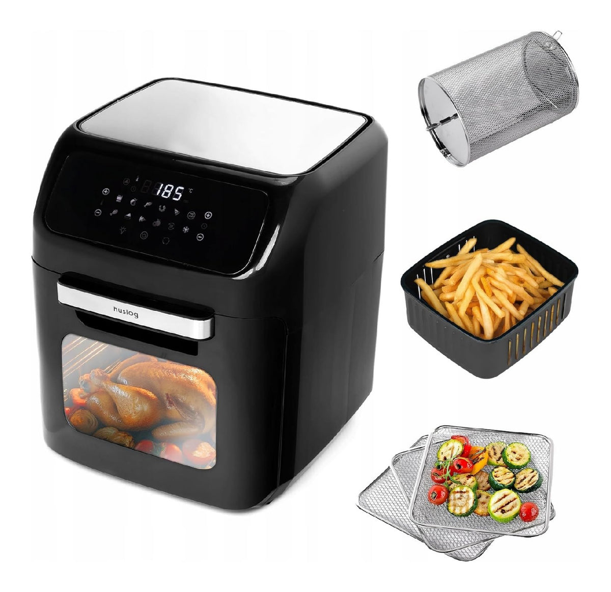 Friggitrice ad aria con comandi touch con programmi automatici nero con timer