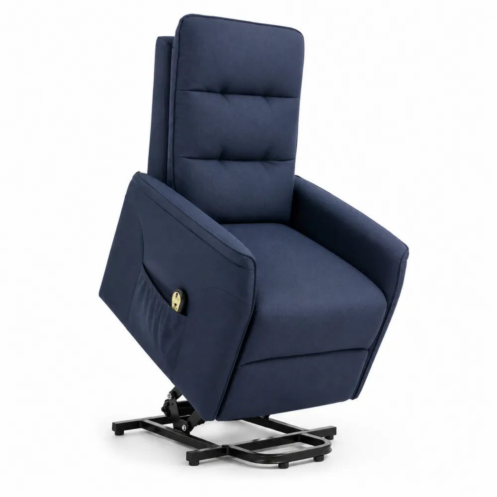 Poltrona reclinabile elevabile in tessuto blu