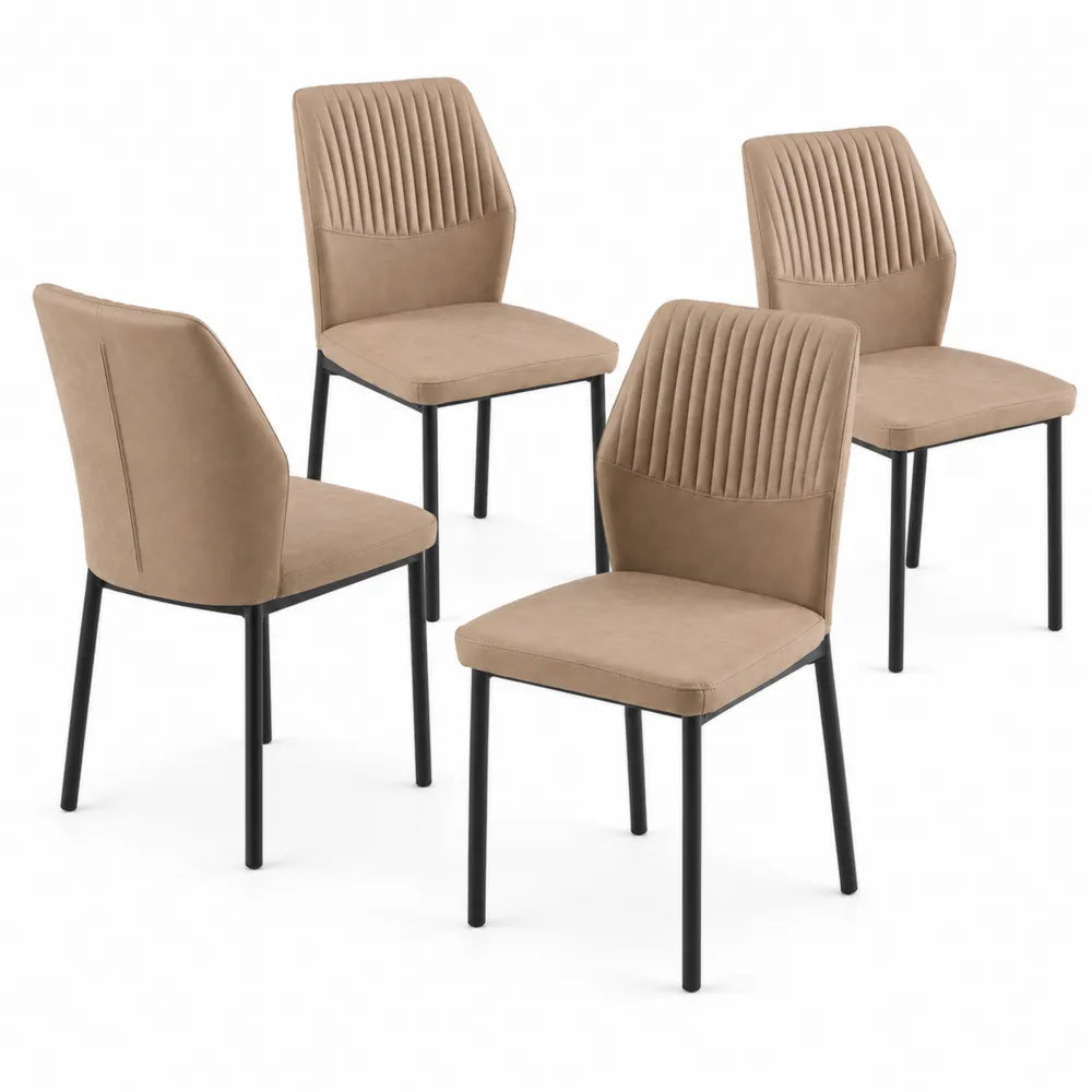 Set di 4 sedie in velluto con gambe in