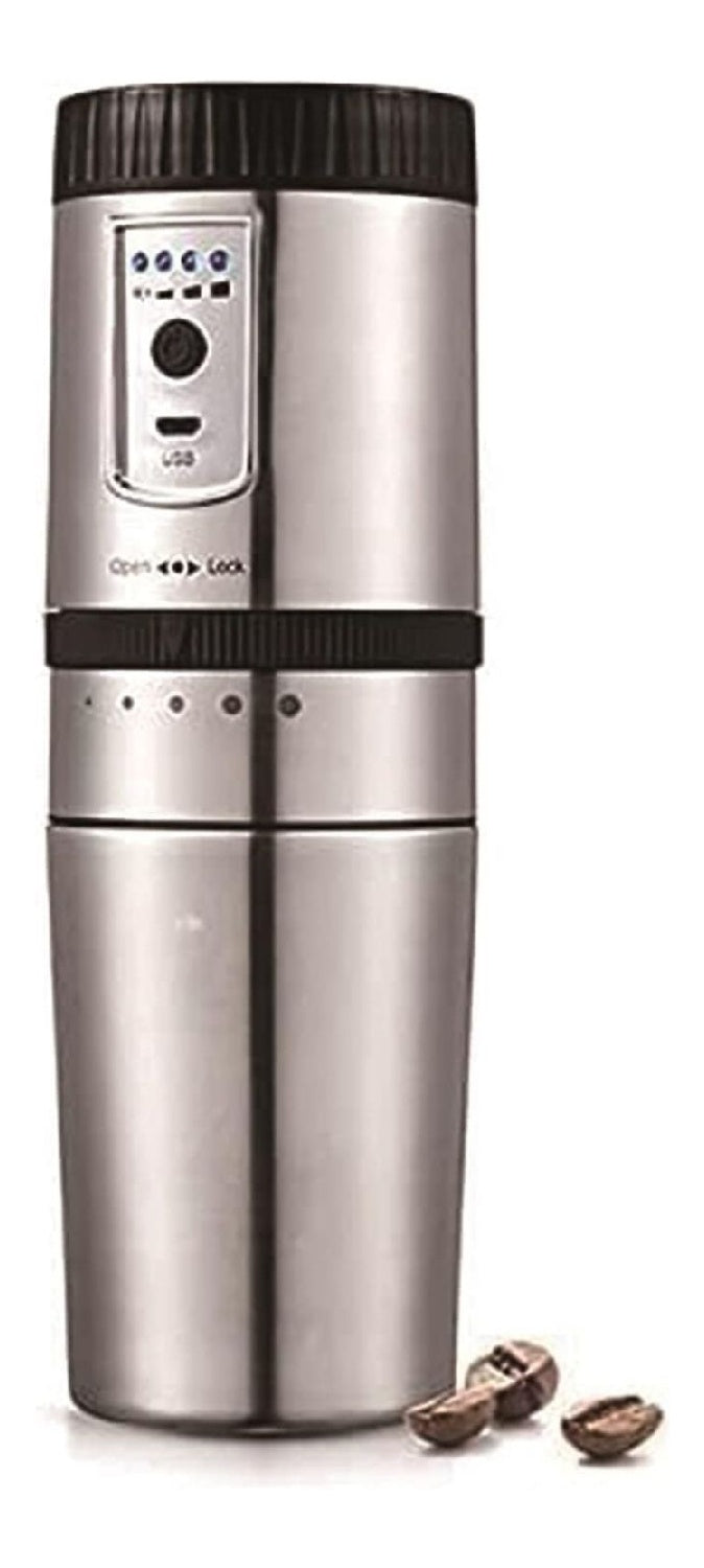 Portatile macinacaffe elettrico con macinacaffe argento