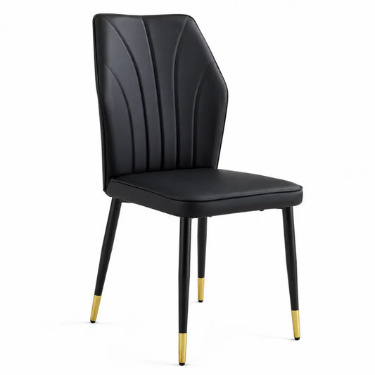 Sedia in ecopelle nera con gambe in metallo