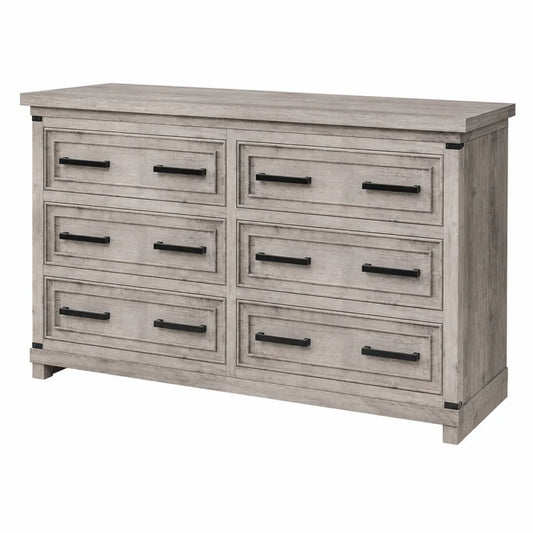 Cassettiera a 6 cassetti in legno MDF con maniglie metalliche