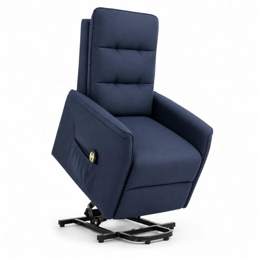 Poltrona reclinabile elevabile in tessuto blu
