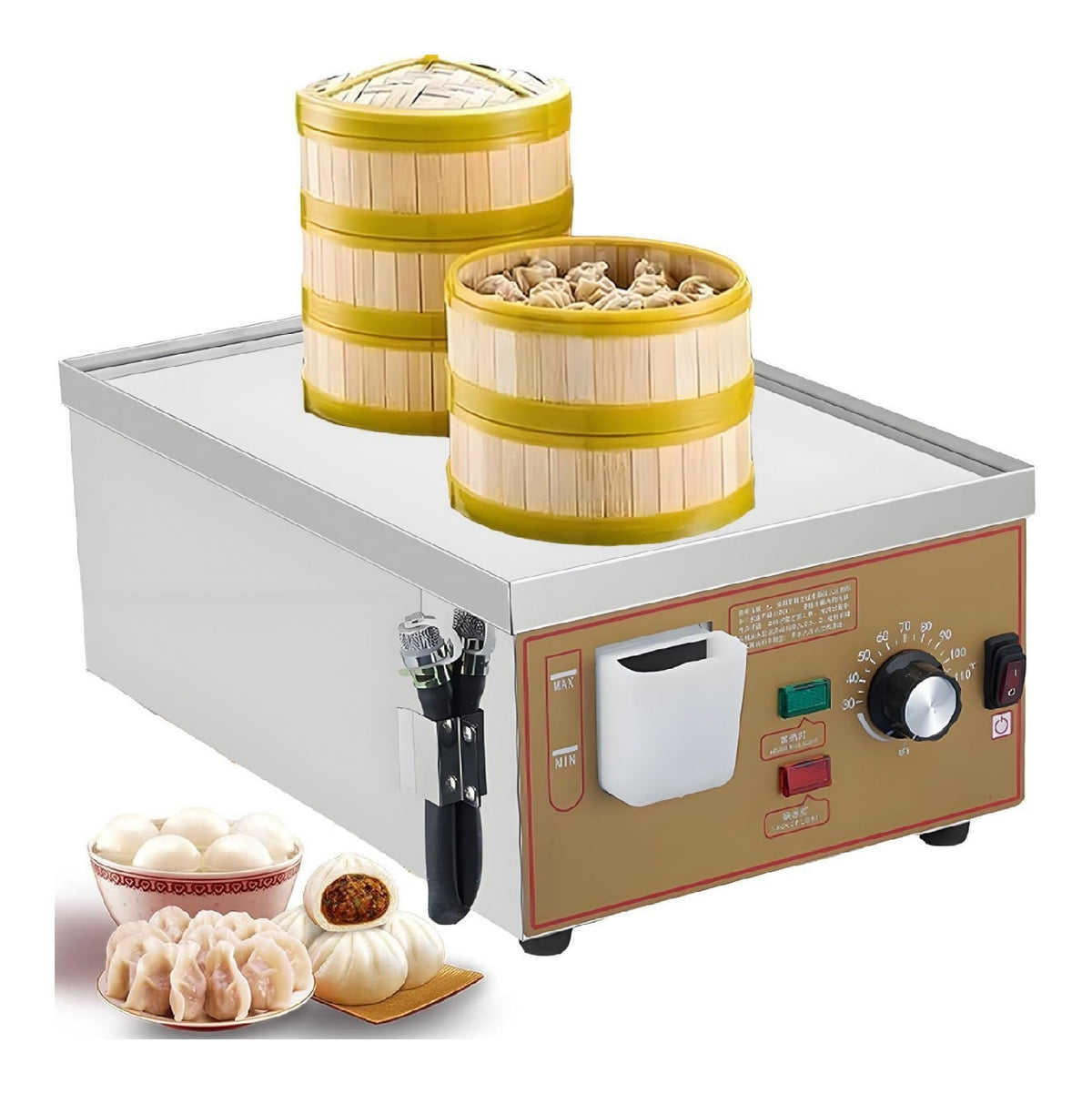 Vaporiera elettrica per Dim Sum, funzionamento automatico funzione vapore argento
