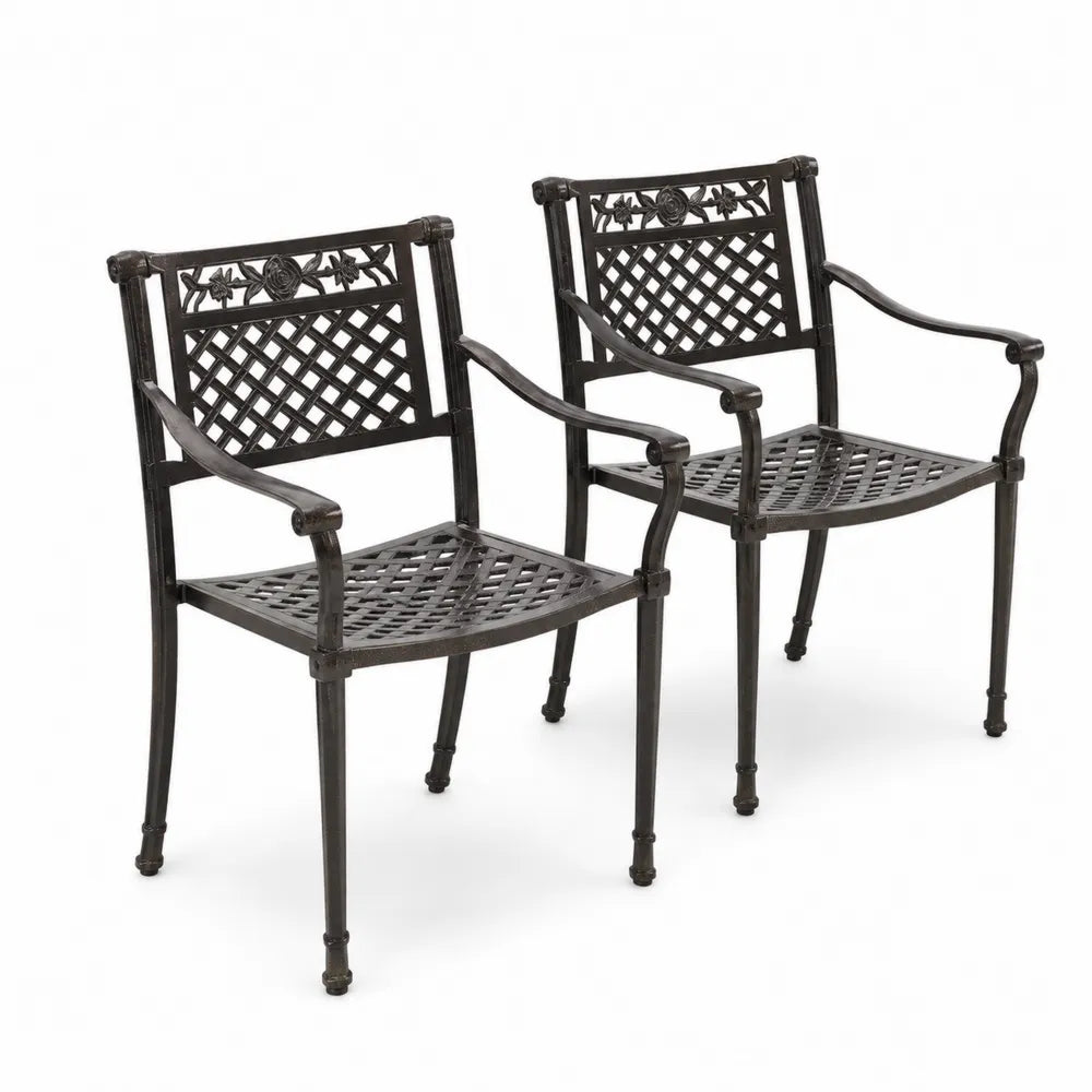 Set di 2 sedie in alluminio nero con schienale in metallo
