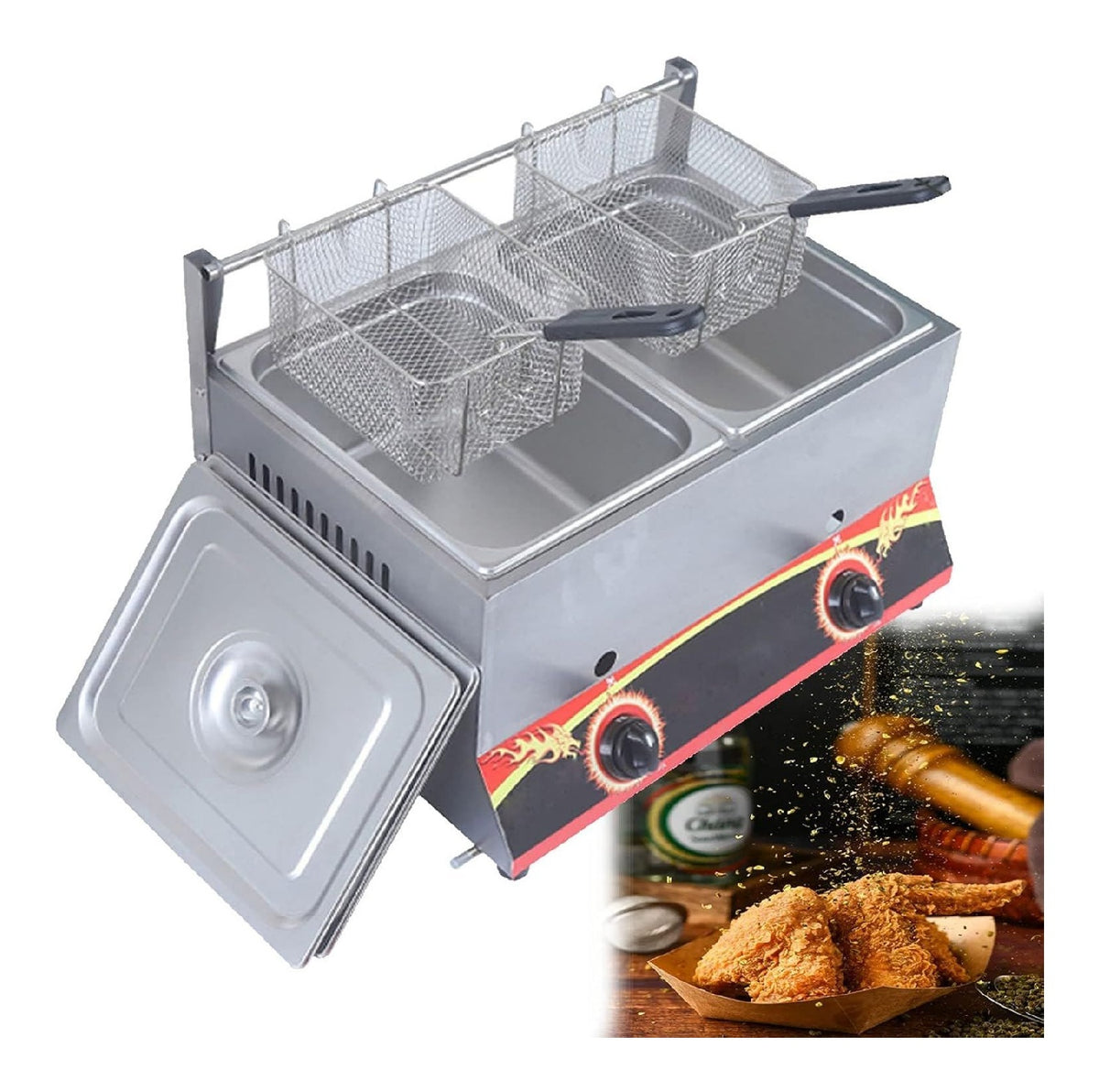 Friggitrice da cucina Friggitrice grande capacita, friggitrice acciaio inossidabile,commerciale GPL, potenza