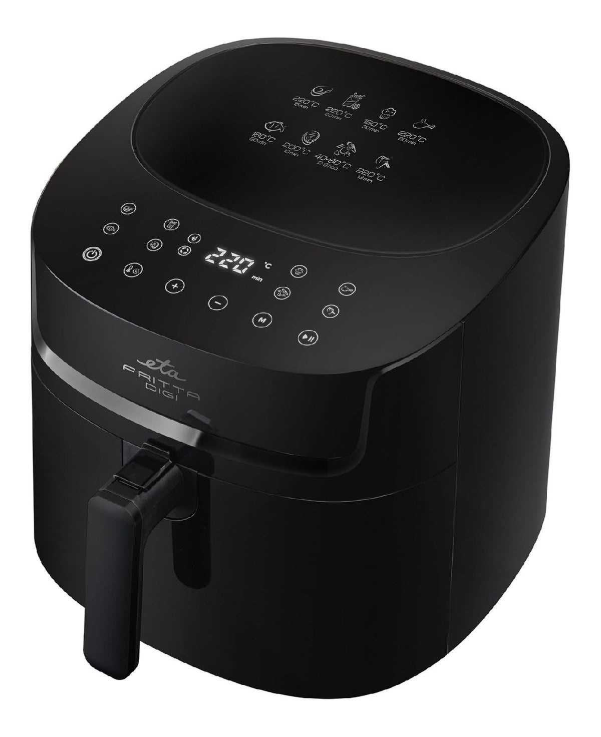 Friggitrice ad aria con comandi touch con programmi automatici nero con display