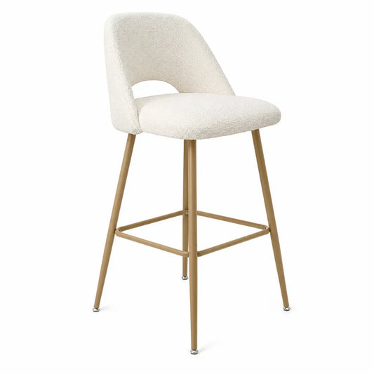 Sgabello da Bar in Tessuto Boucl¨¦ con Gambe in