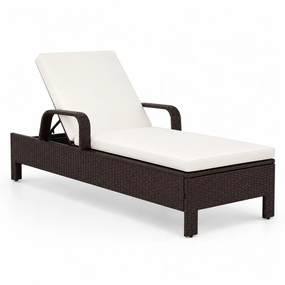 Lettino Prendisole in Rattan Sintetico con Cuscino